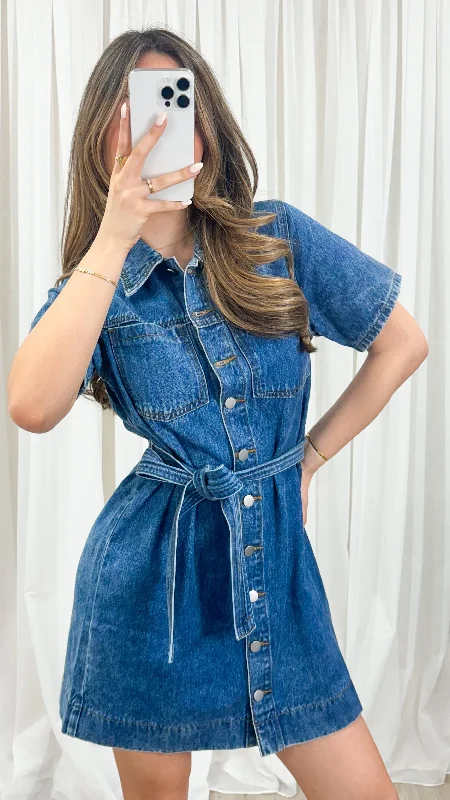 GUNNER DENIM DRESS - DARK DENIM