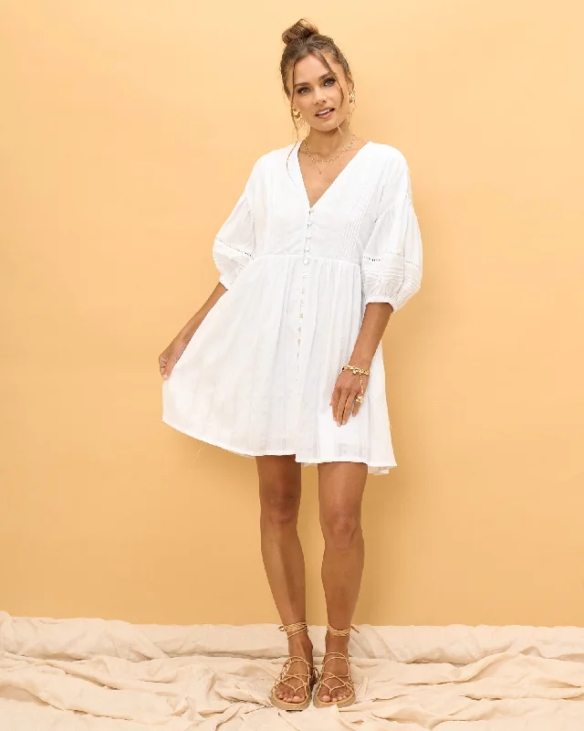 Luca White Button Down Mini Dress