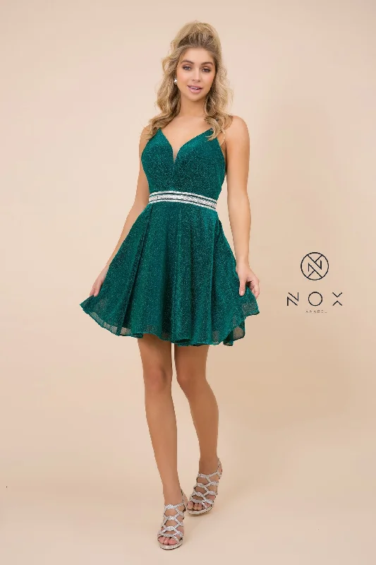 METALLIC FABRIC WITH SEQUIN&BEADS A LINE DRESS_Y678 BY NARIANNA