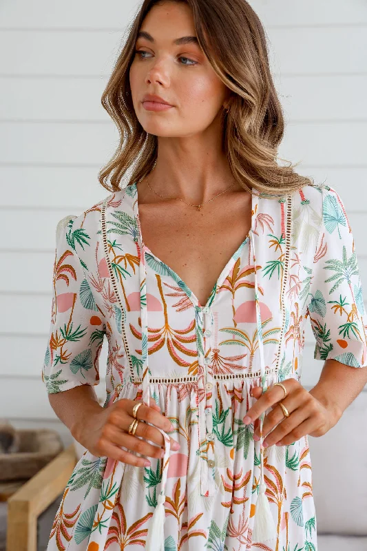 Palm Print Short Dress