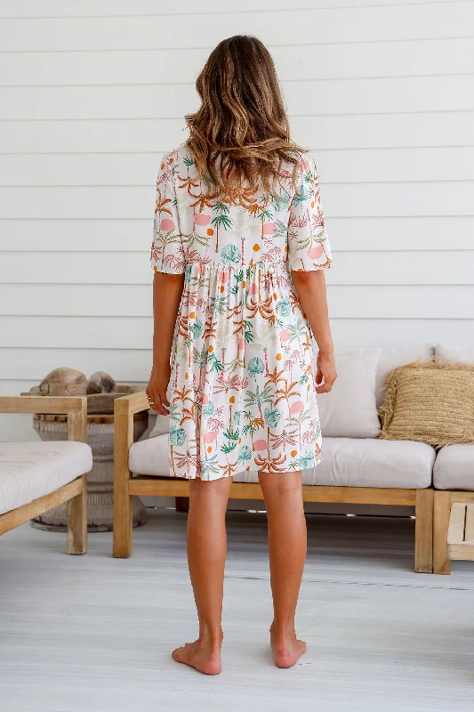 Palm Print Short Dress