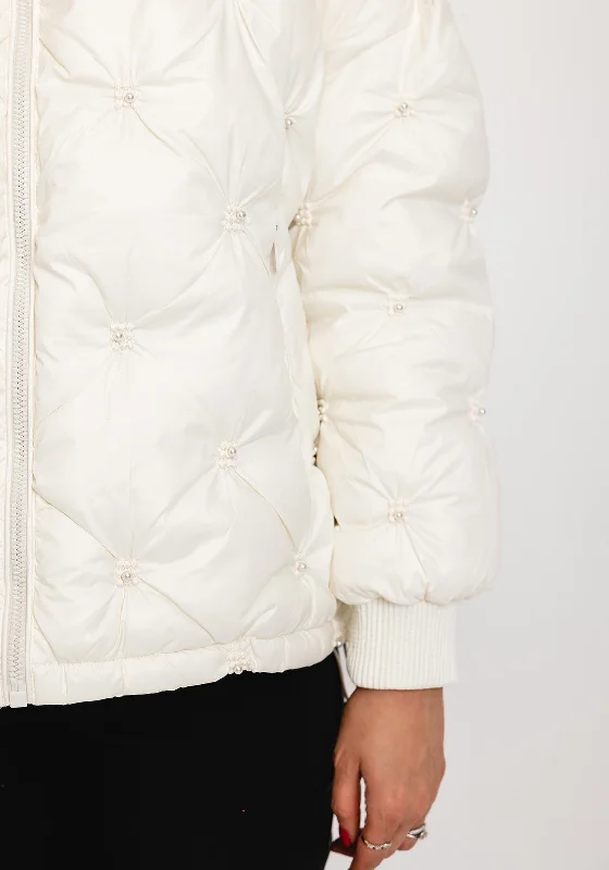 Guess Pearl Embossed Puffer Coat, Cream