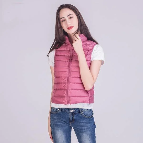 2020 Winter New 90% White Duck Down Vest Stand Collar Warm Down Jacket 12 Colors S-3XL