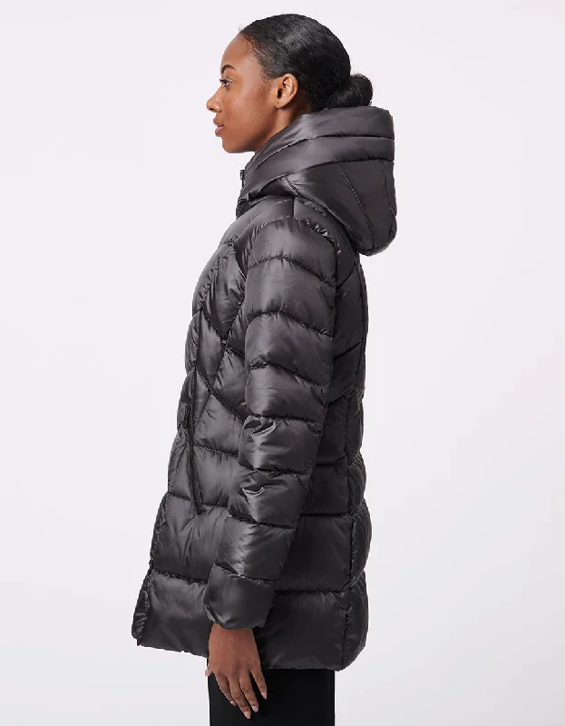 Fab Funnel Shiny Quilted Puffer