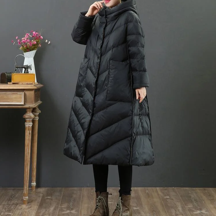 Luxury black down jacket woman plus size winter jacket hooded Warm Jackets