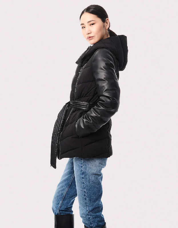 Modern Mixer Vegan Leather Puffer Jacket