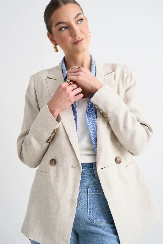 Atlas Natural Linen Double Breasted Blazer