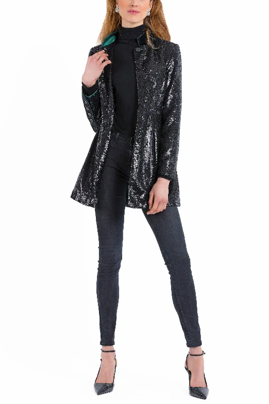 Long Blazer from shiny black sequins