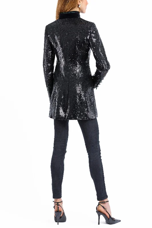 Long Blazer from shiny black sequins