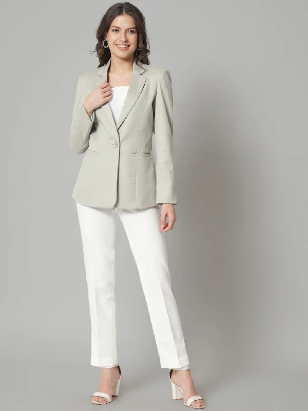 Notch Collar Blazer- Sage Green