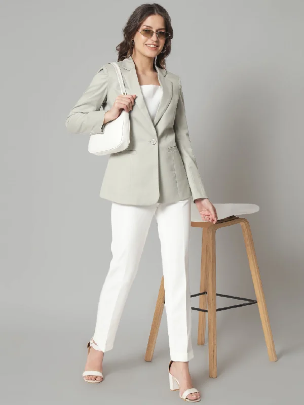 Notch Collar Blazer- Sage Green