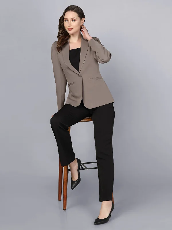 Notch Collar Stretch blazer- Grey