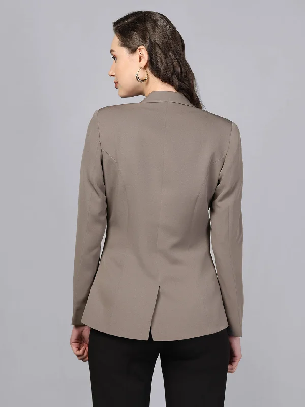 Notch Collar Stretch blazer- Grey