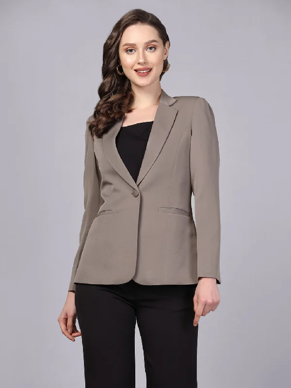 Notch Collar Stretch blazer- Grey