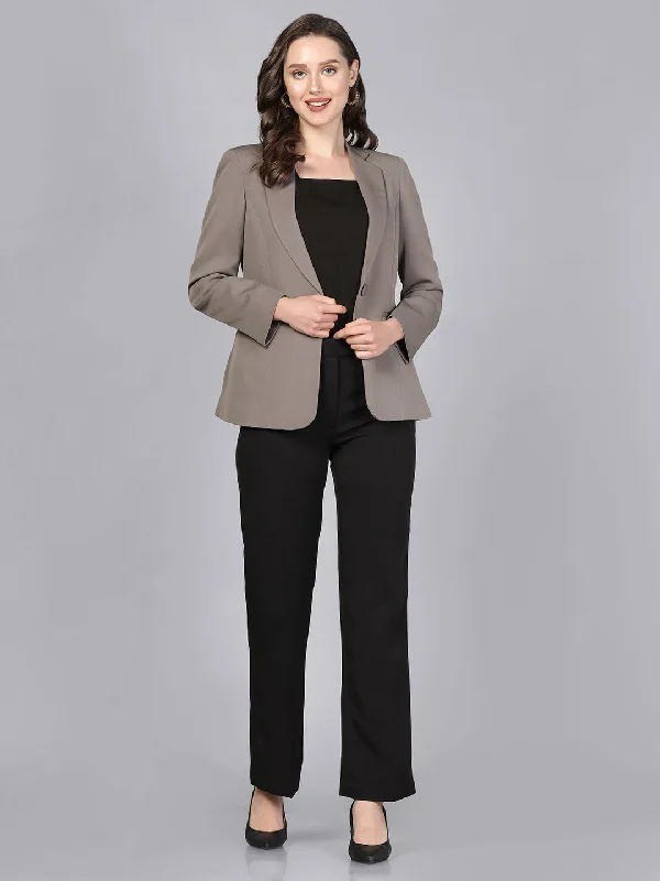 Notch Collar Stretch blazer- Grey