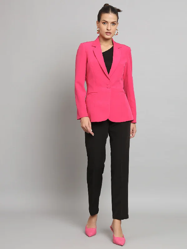 Notch Collar Stretch blazer- Hot Pink