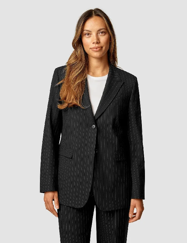 Essential Blazer Black Silver Pinstripe