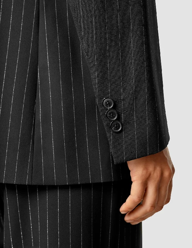 Essential Blazer Black Silver Pinstripe