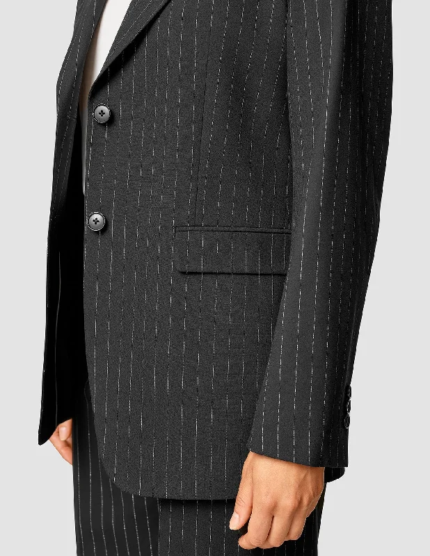 Essential Blazer Black Silver Pinstripe