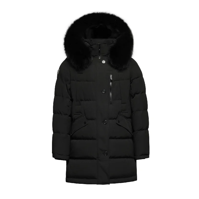 Women's  Nordic Queen Parka Coat - (Black Fox Trim)