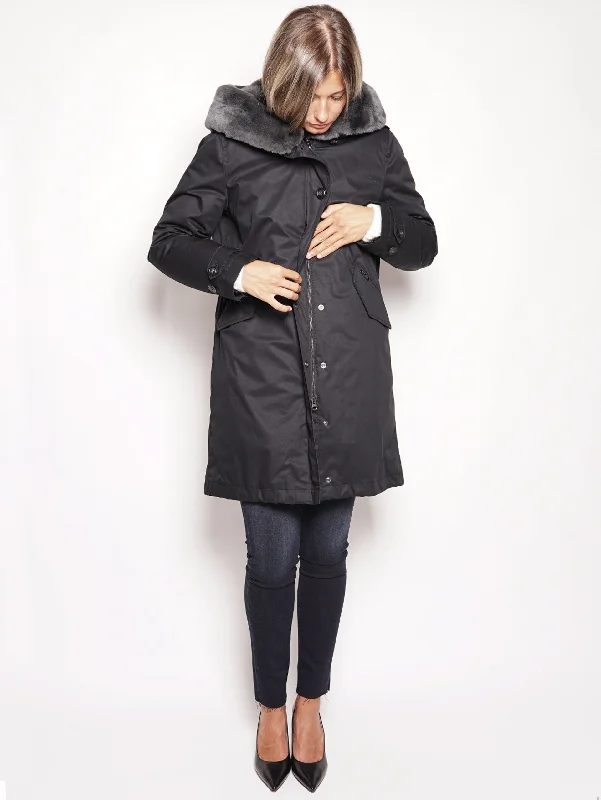 Parka con Pelliccia Rimovibile Nero